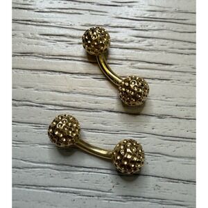 Golf Ball Cufflinks Gold Plated Steel, Dumbbell Style Stamped Executive Preppy